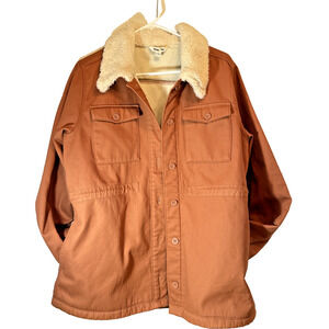 Hang Ten Brown Ladies Button Up Coat With Drawstring Waist Large